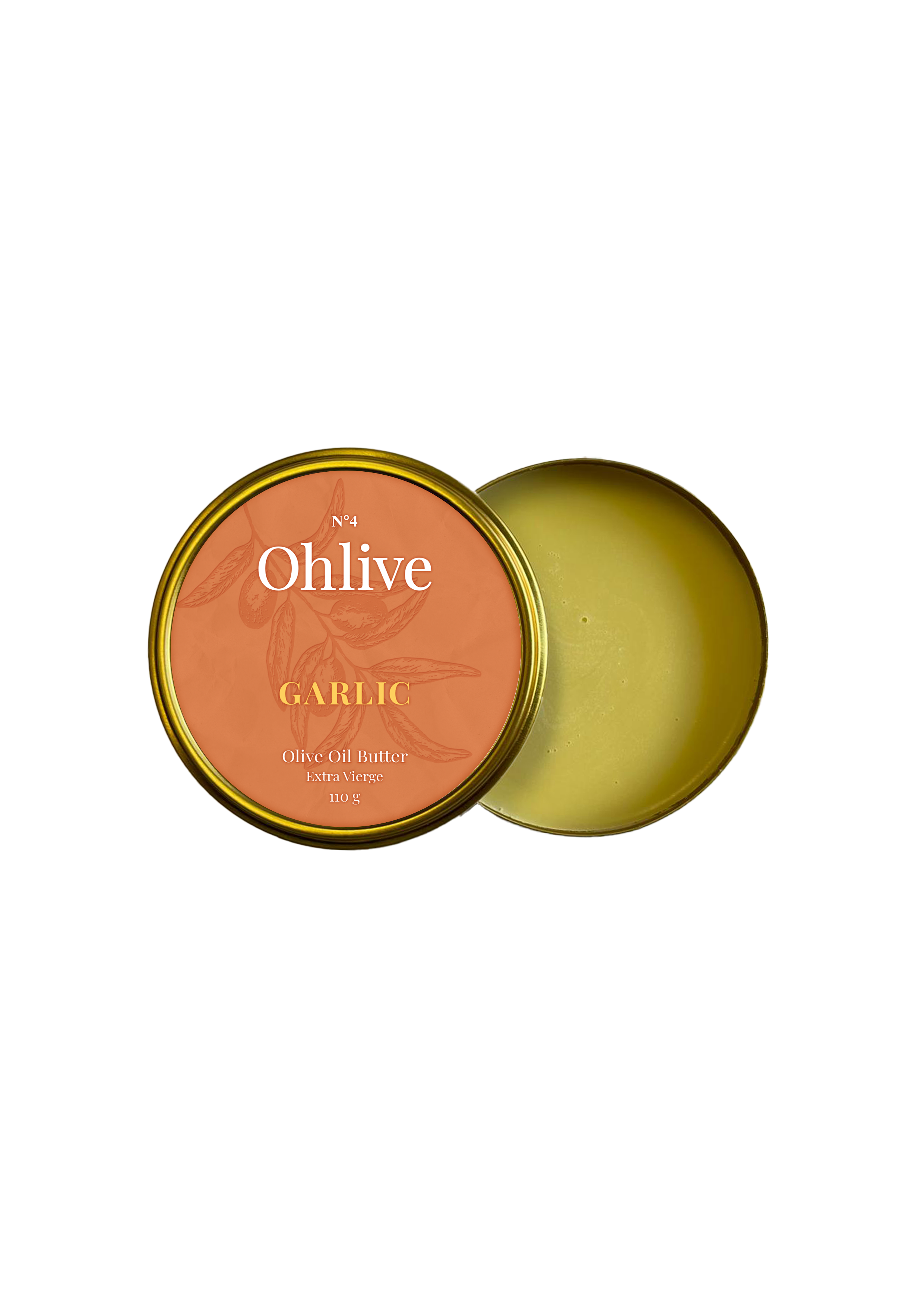 garlic olive oil butter by Ohlive in gold tin packaging