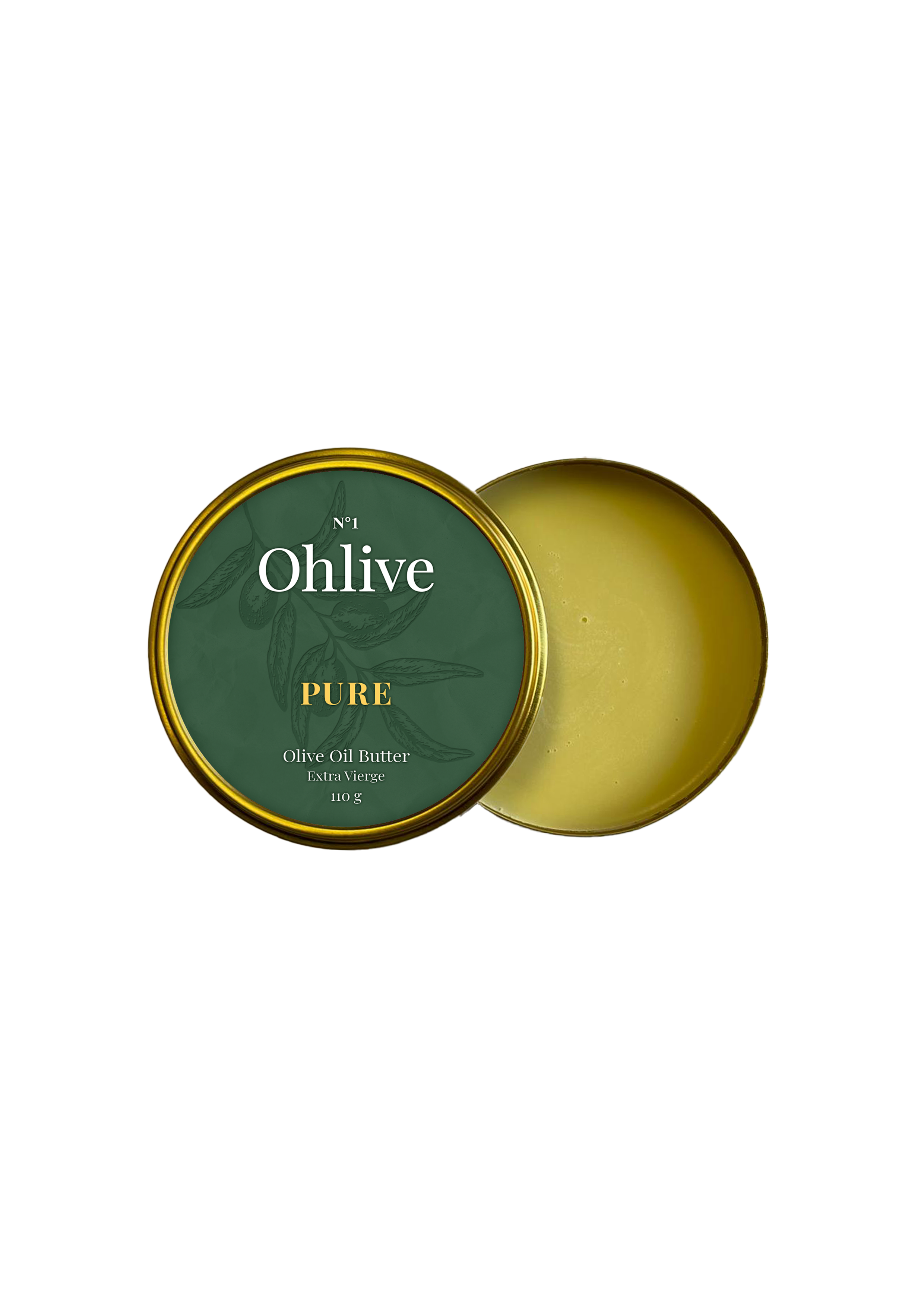 pure olive oil butter by Ohlive in gold tin packaging